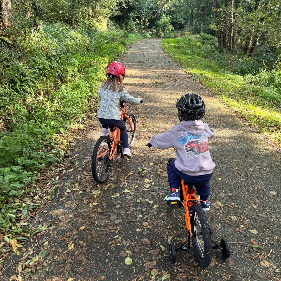 Simon Harris' children on bikes
