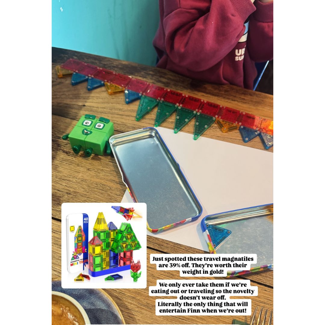 Rachel Ivie's kids playing with magnetic tiles