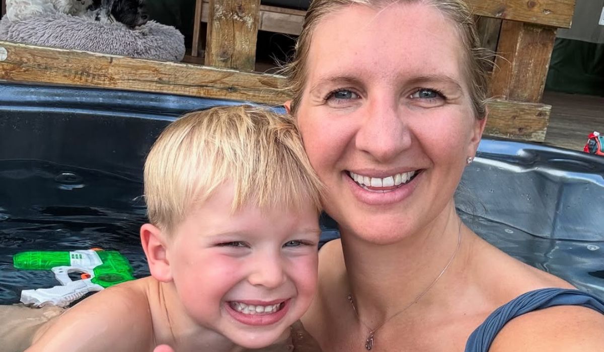 Rebecca Adlington and her son