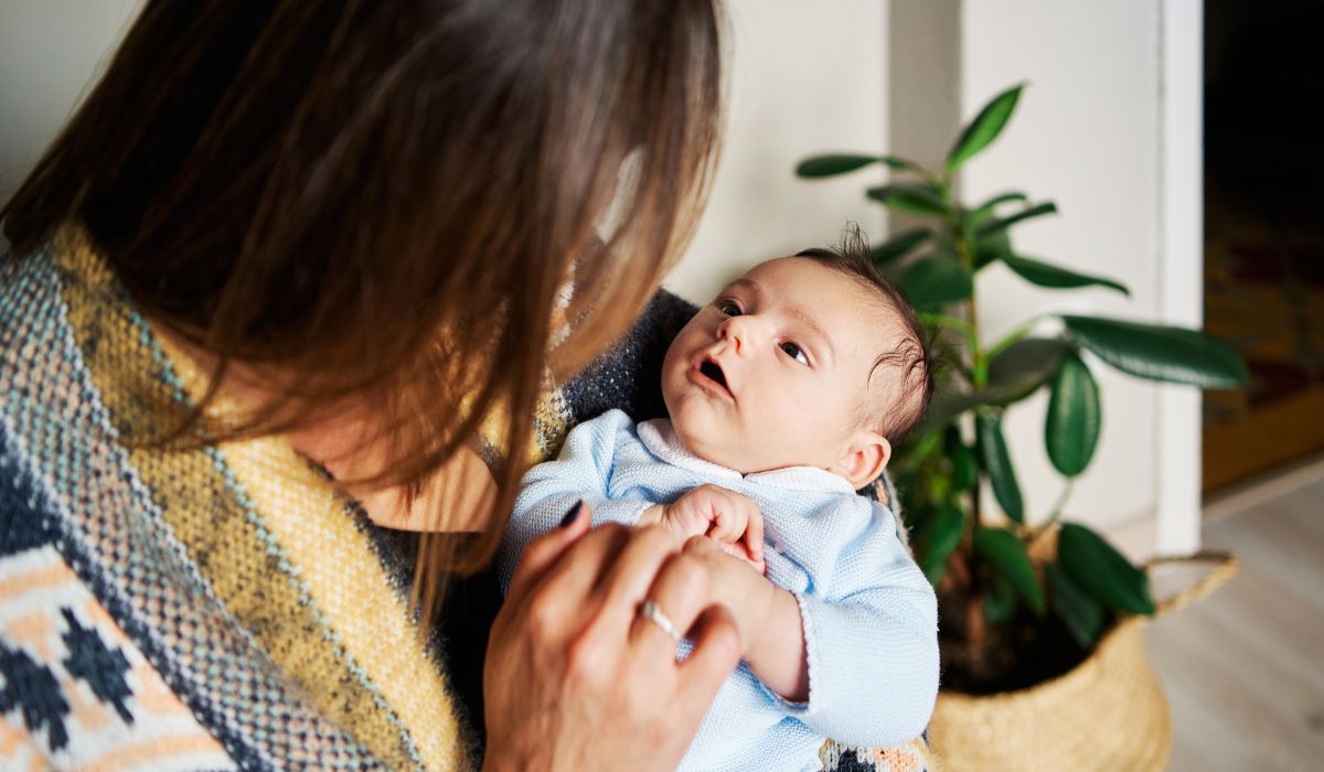 Mother holding baby
