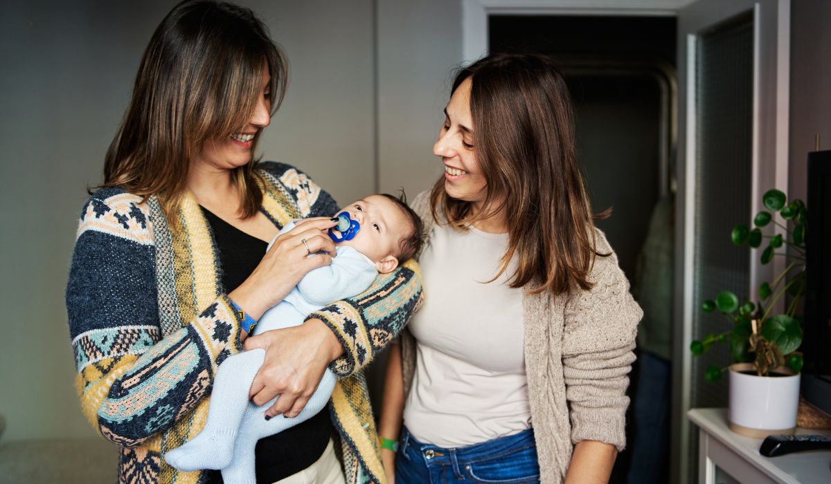 Mother. baby and visitors