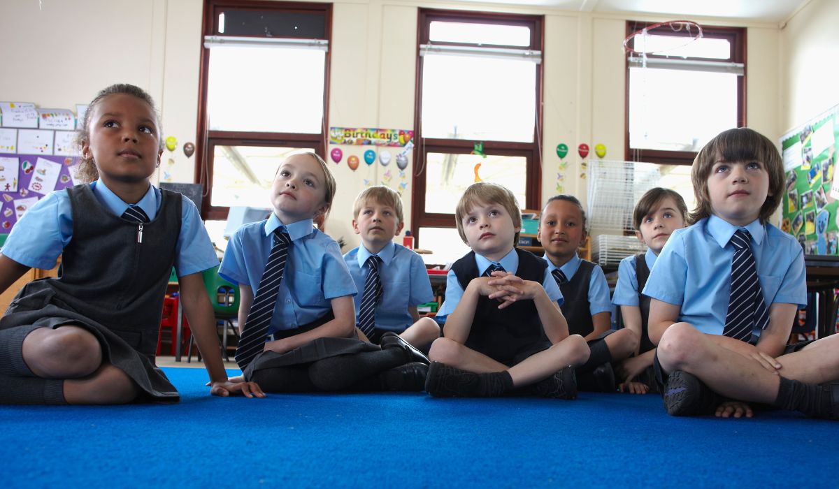 Children sitting on classroom floor