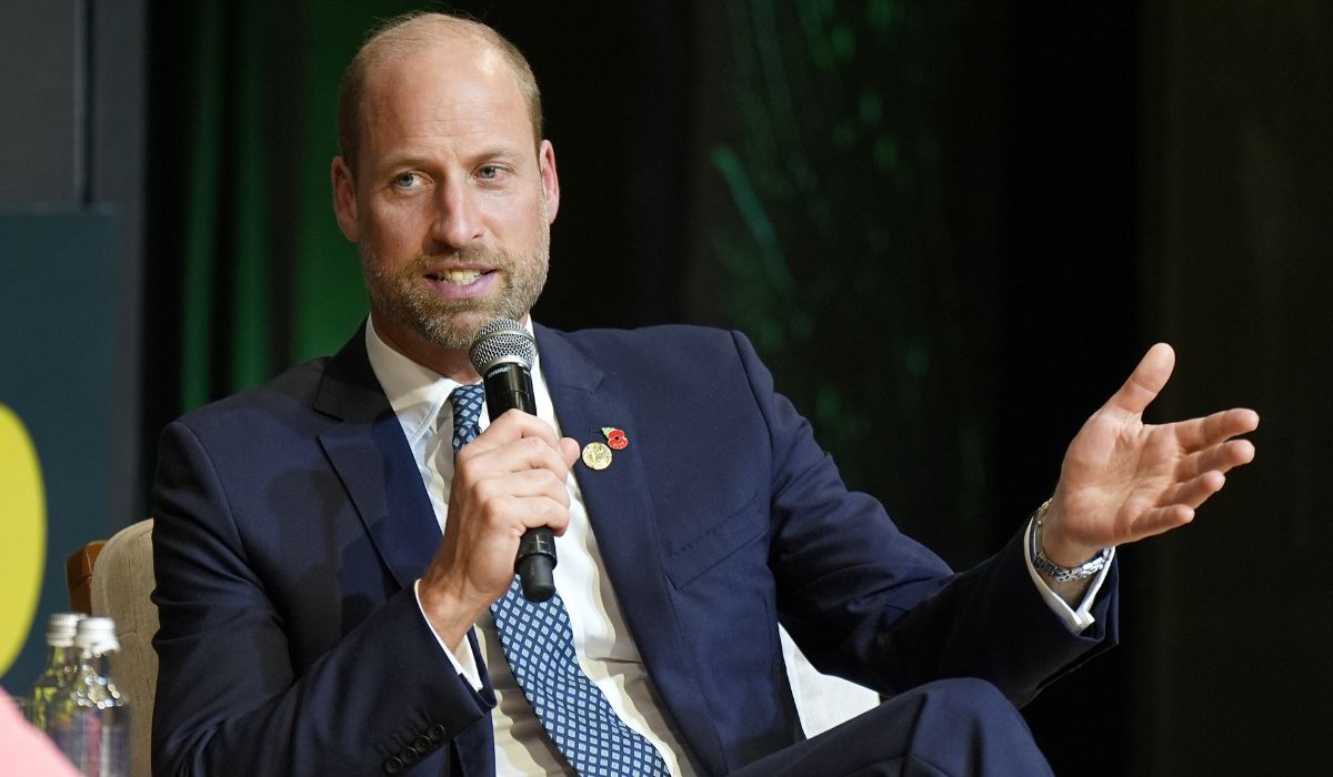 Prince William, Prince of Wales speaks at the Earthshot Prize Impact Assembly in Pier Maua during day three of his visit to Brazil