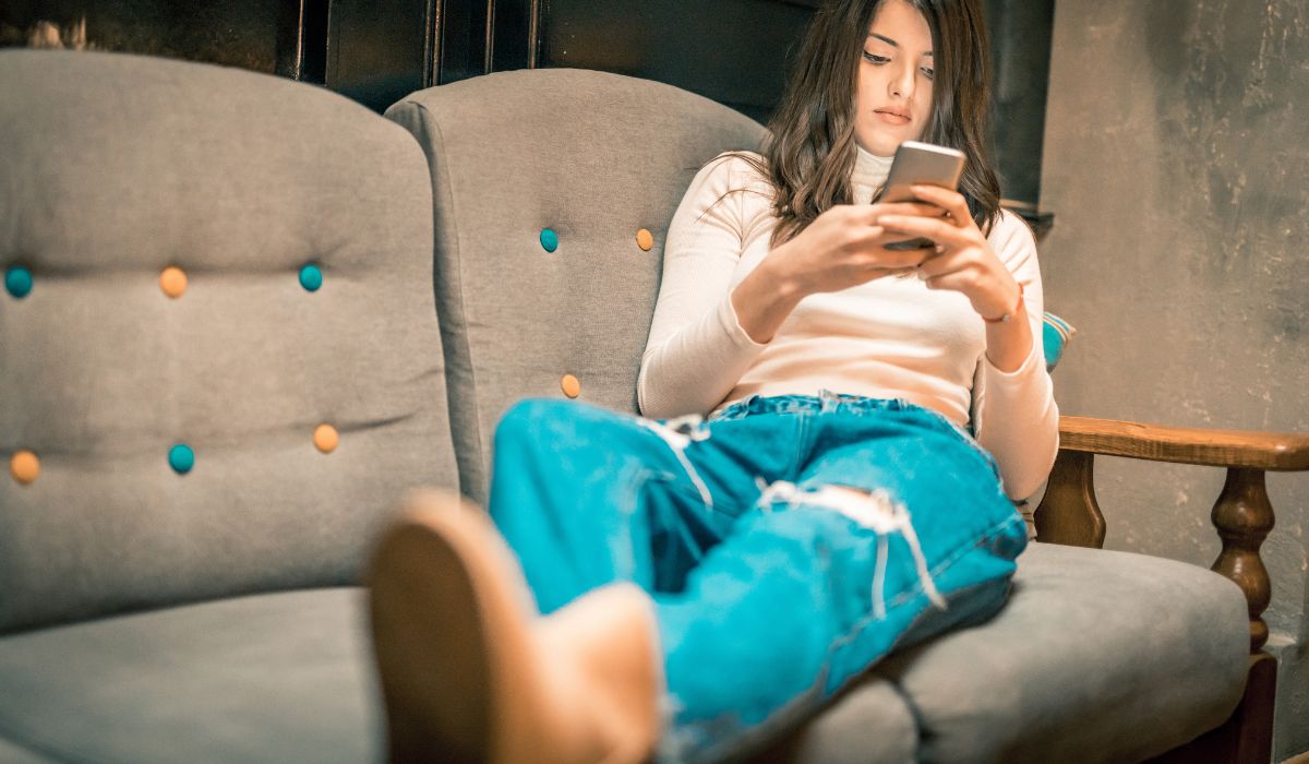 Woman looking at phone