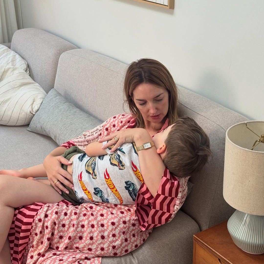 Caroline Foran and her son