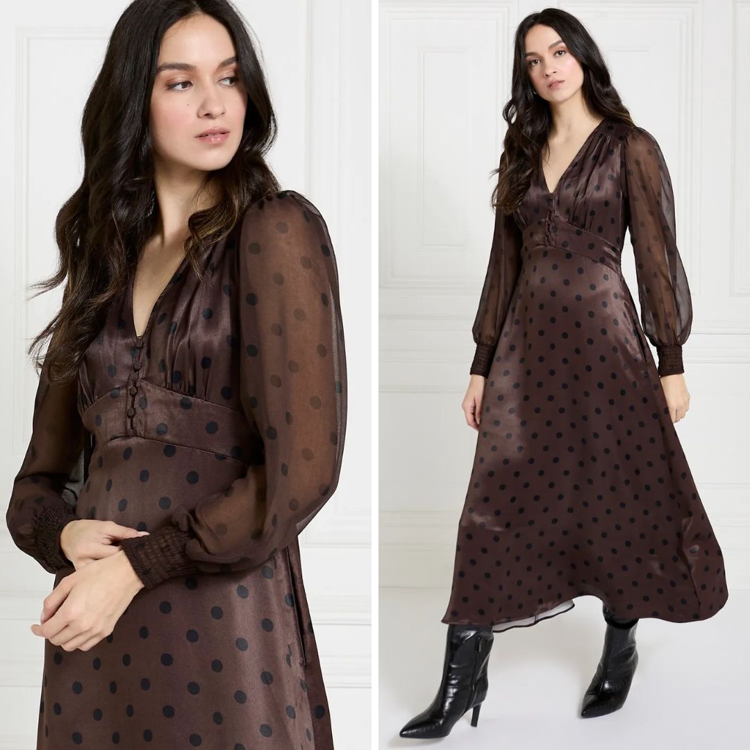 Gallery Scarlet Satin Polka Dot Dress