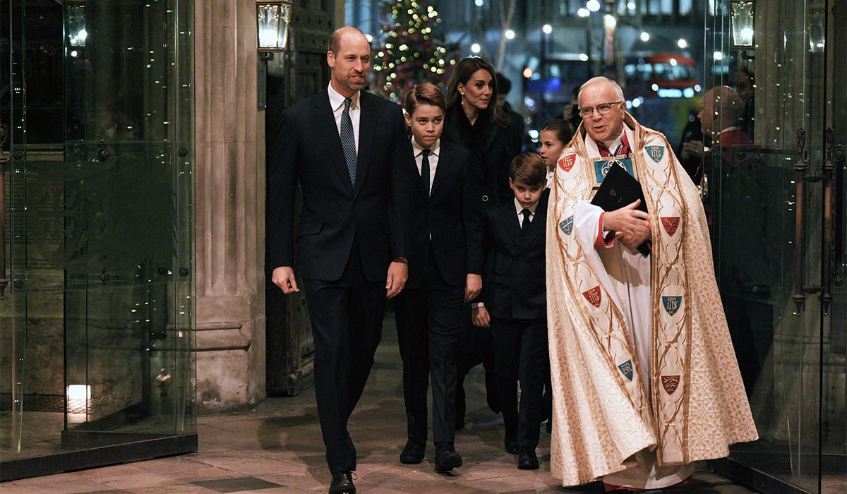 The Prince and Princess of Wales and their children Prince George, Prince Louis (centre) and Princess Charlotte arrive for the Together At Christmas carol service at Westminster Abbey. Pic: Getty Images