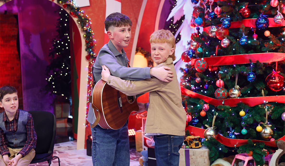 Young performers react to Kingfishr surprise on The Late Late Toy Show. Pic: Andres Poveda