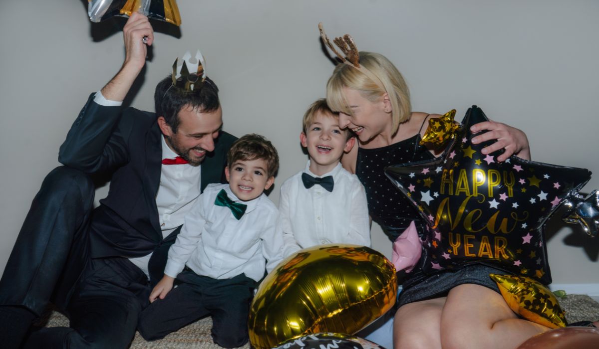 Family celebrating New Year's Eve