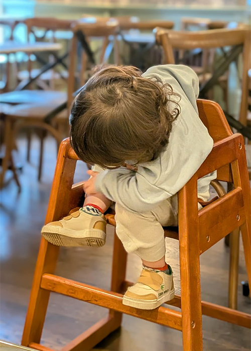 At a local cafe where Alex wasn't having any of it. Pic: Supplied