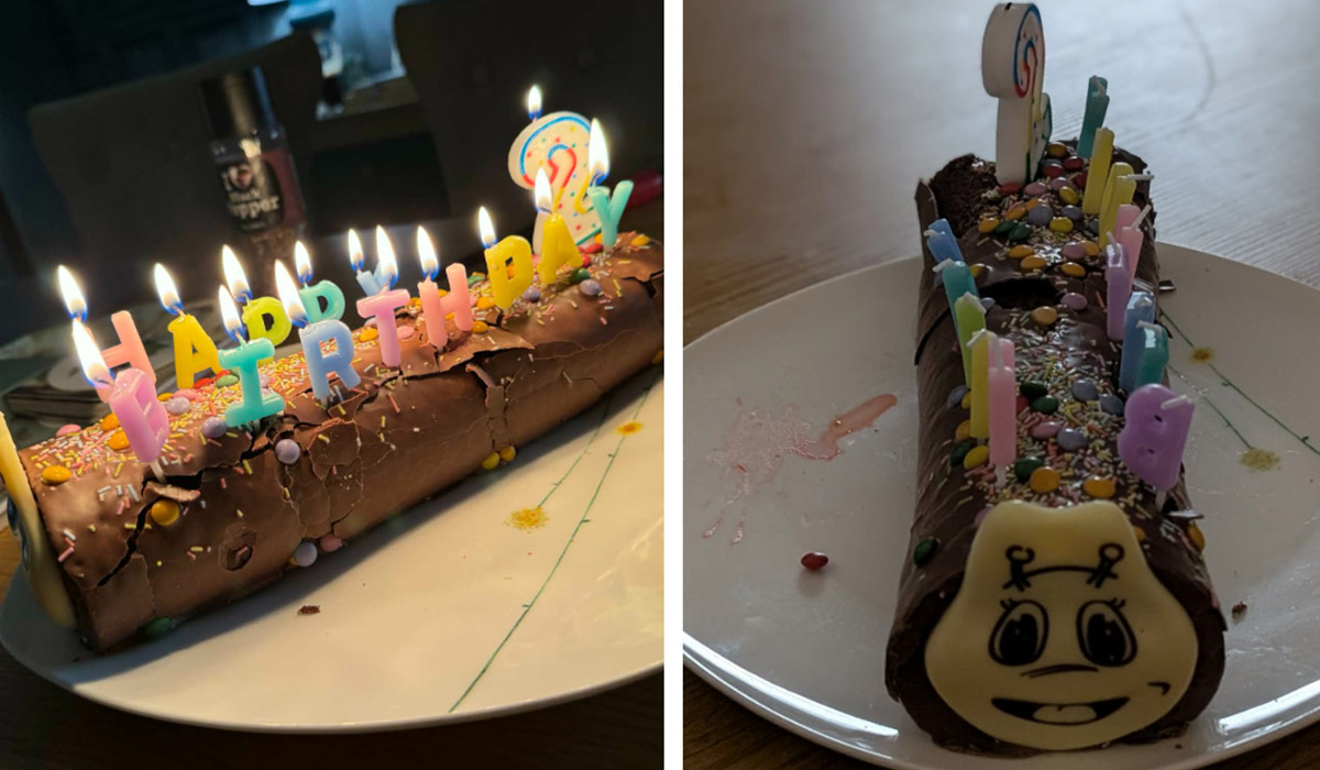 Happy Birthday caterpillar cake. Pic: