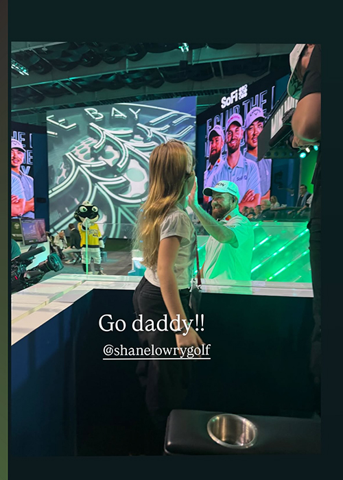 Shane Lowry's daughter supporting him at work. Pic: Wendy Lowry/Instagram
