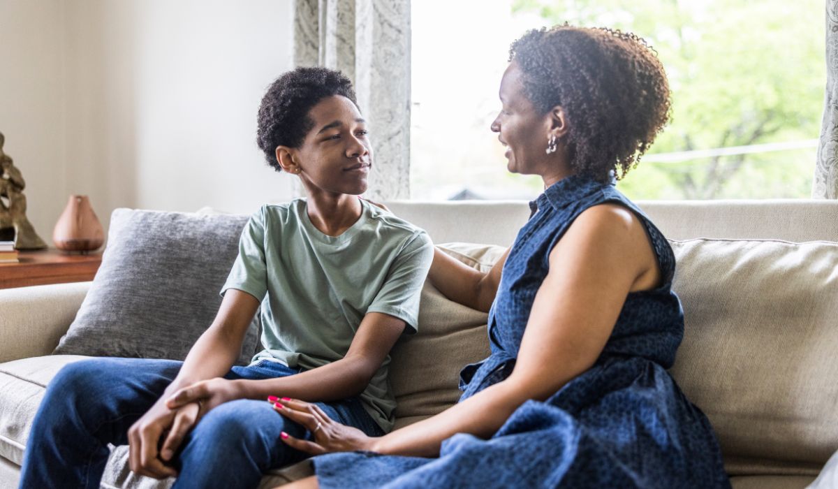 Mother and teenage son