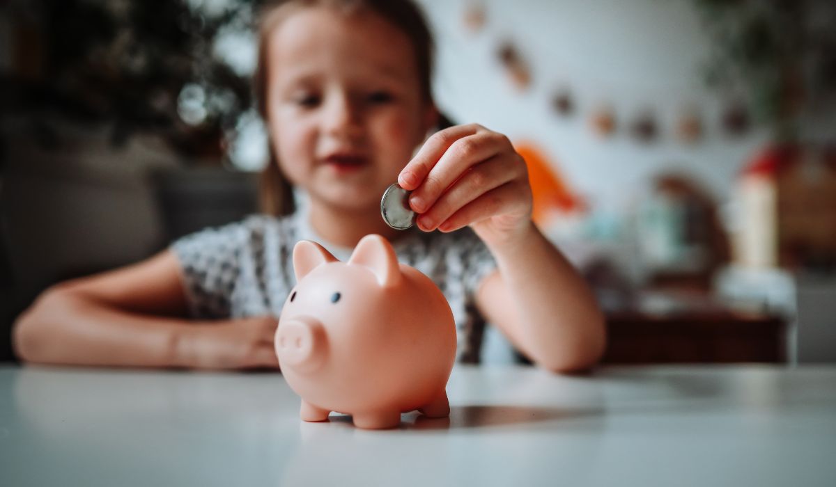 Girl saving money
