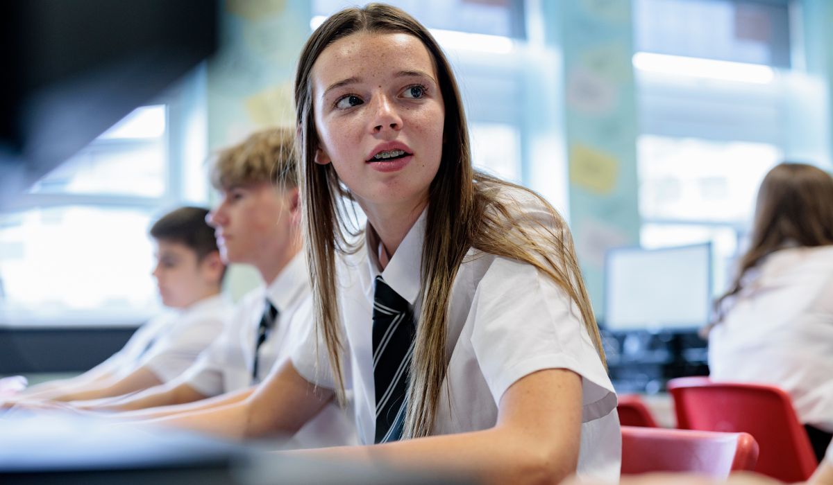Teenage girl in school