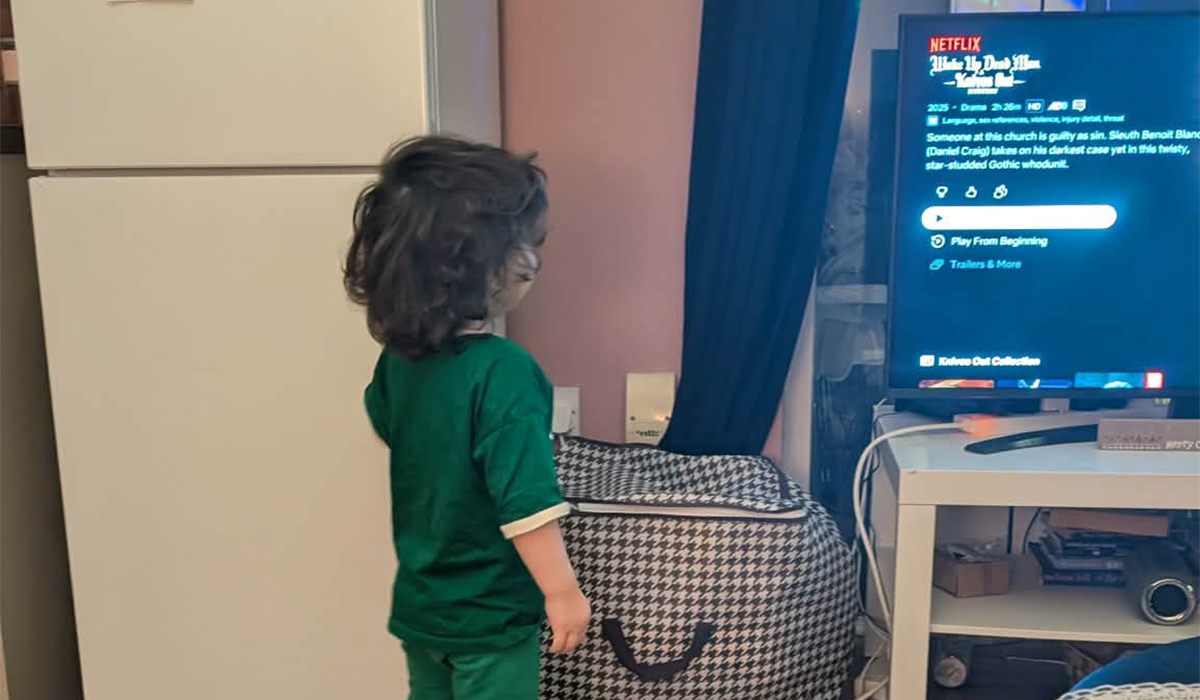 Alex woke up from a nap and all hell broke loose - he's crying here. Pic: Supplied