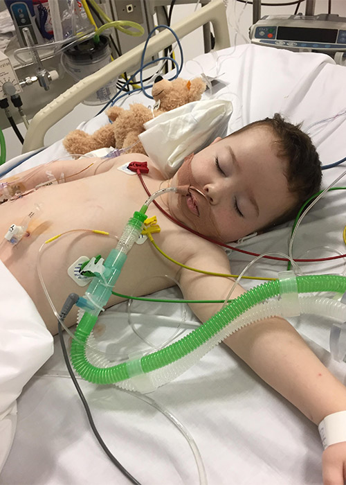 Family collect photo of David McKenna after his kidney transplant aged 4. Pic: PA