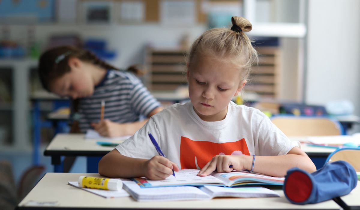 Little girl in school