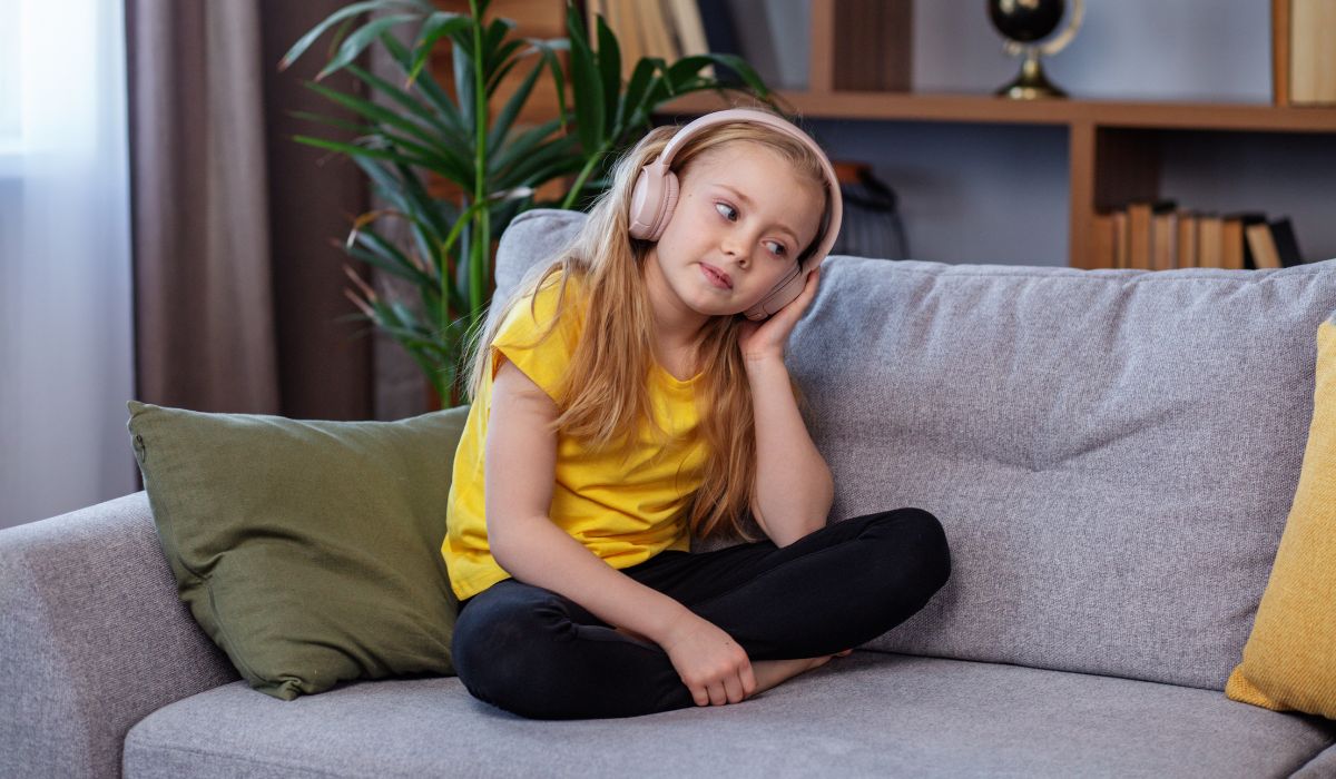 Girl listening to headphones