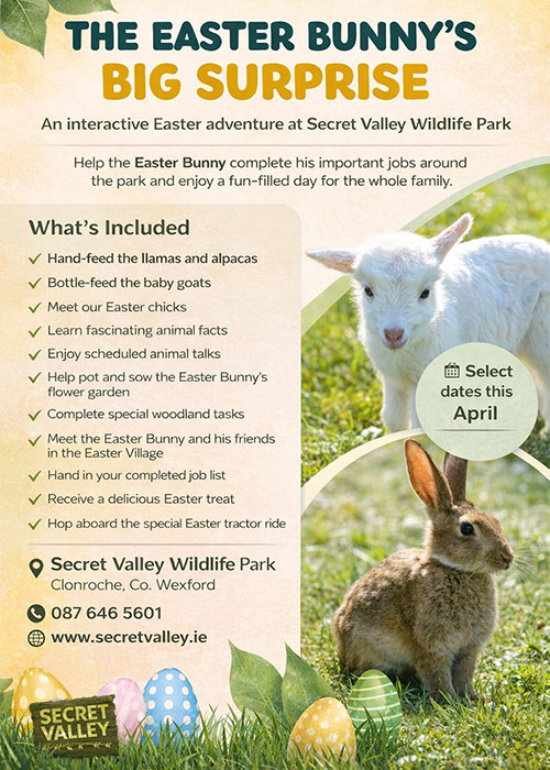 Easter Bunny's Big Surprise, Secret Valley Wildlife Park. Pic: Secretvalley.ie