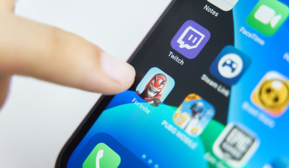 Fortnite app on phone screen
