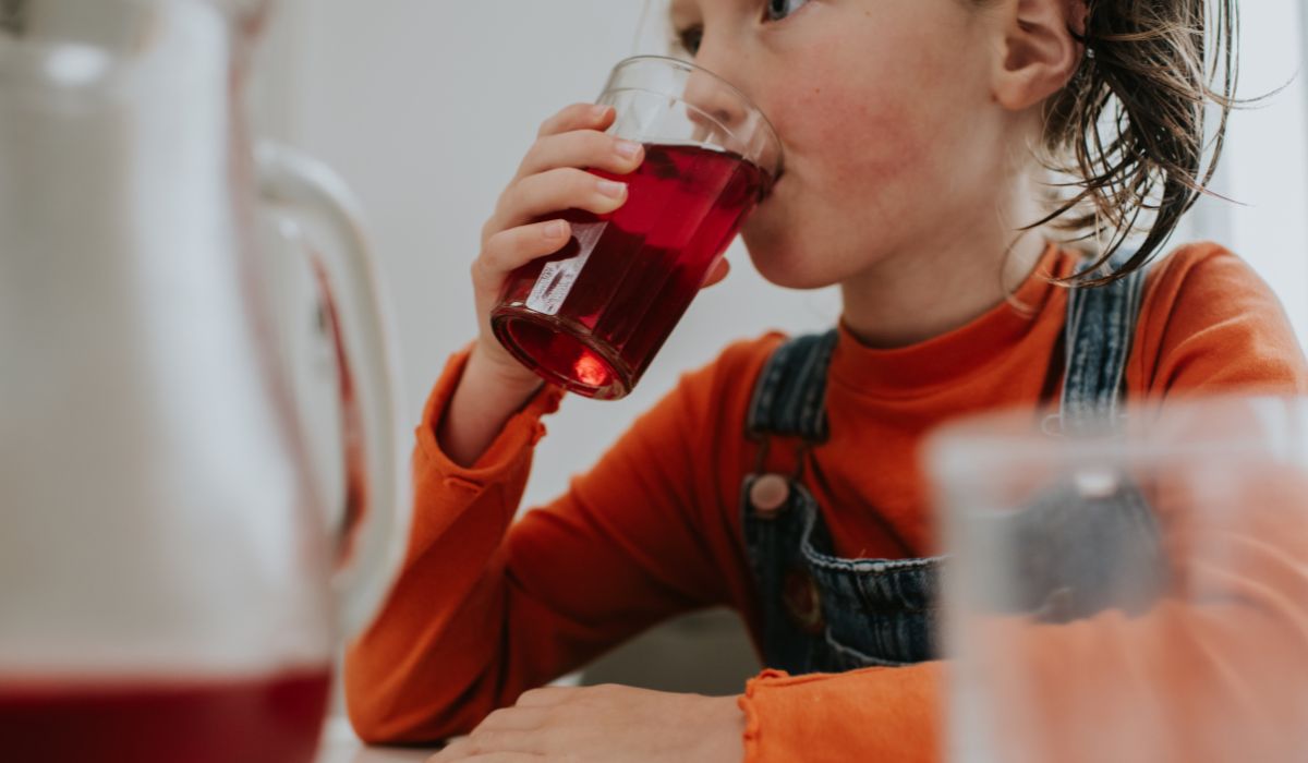 Girl drinking juice