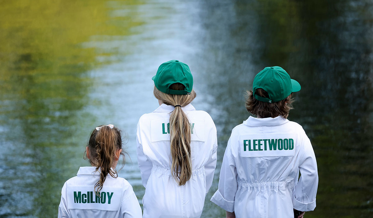 Poppy McIlroy, Iris Lowry and Frankie Fleetwood. Pic: Shane Lowry poses with wife Wendy and daughters Iris and Ivy. Pic: David Cannon/Getty Images