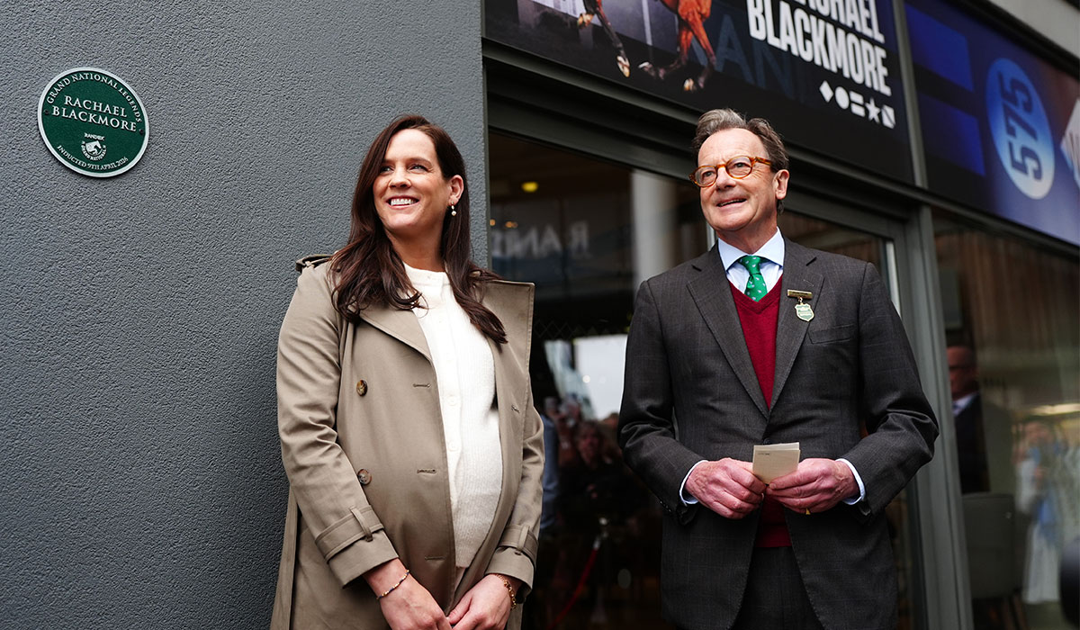 Former jockey Rachael Blackmore opens Blackmore's Bar, a new alcohol-free facility alongside Julian Taylor chairman of Aintree Racecourse on day one of the Randox Grand National Festival 2026 at Aintree Racecourse. Pic: David Davies for The Jockey Club/PA Wire