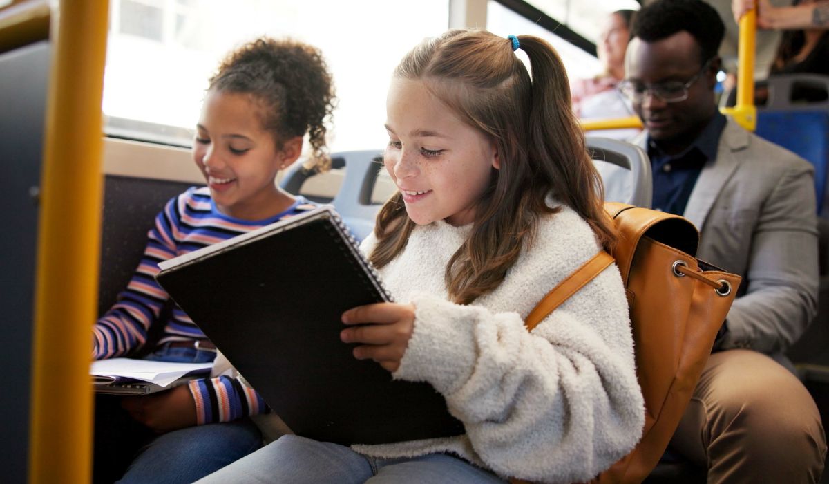 Children on school bus