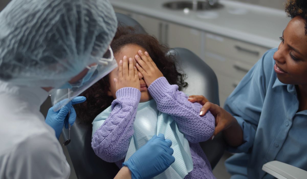 Scared child at the dentist