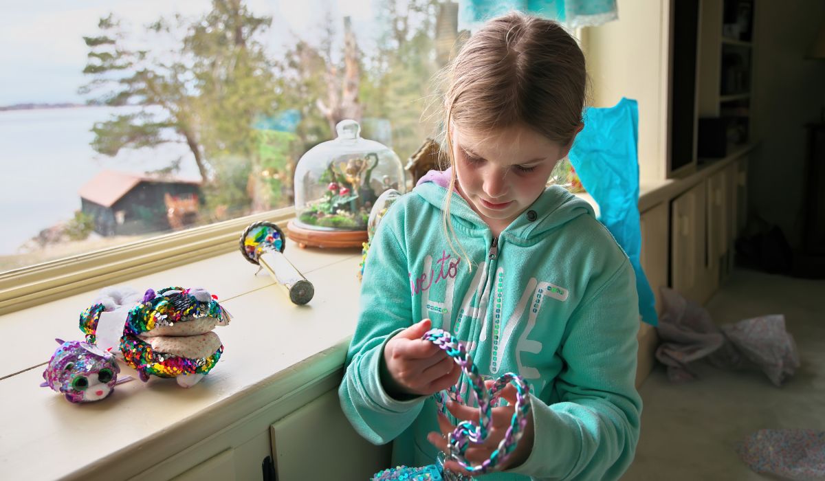 Girl playing with toys