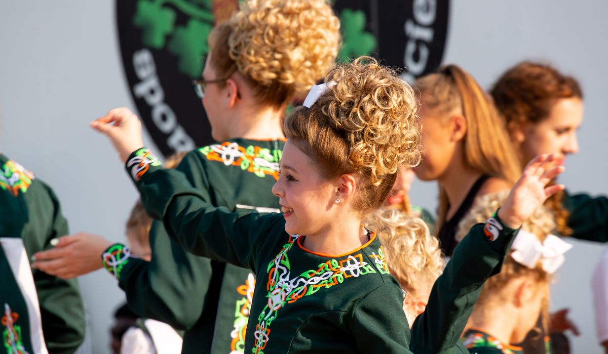 Girls doing Irish dancing