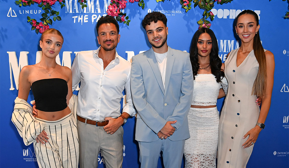 Princess Andre, Peter Andre, Junior Andre, Jasmine Orr and Emily MacDonagh attend the gala night of "Mamma Mia! The Party" at The O2 Arena. Pic: Getty Images