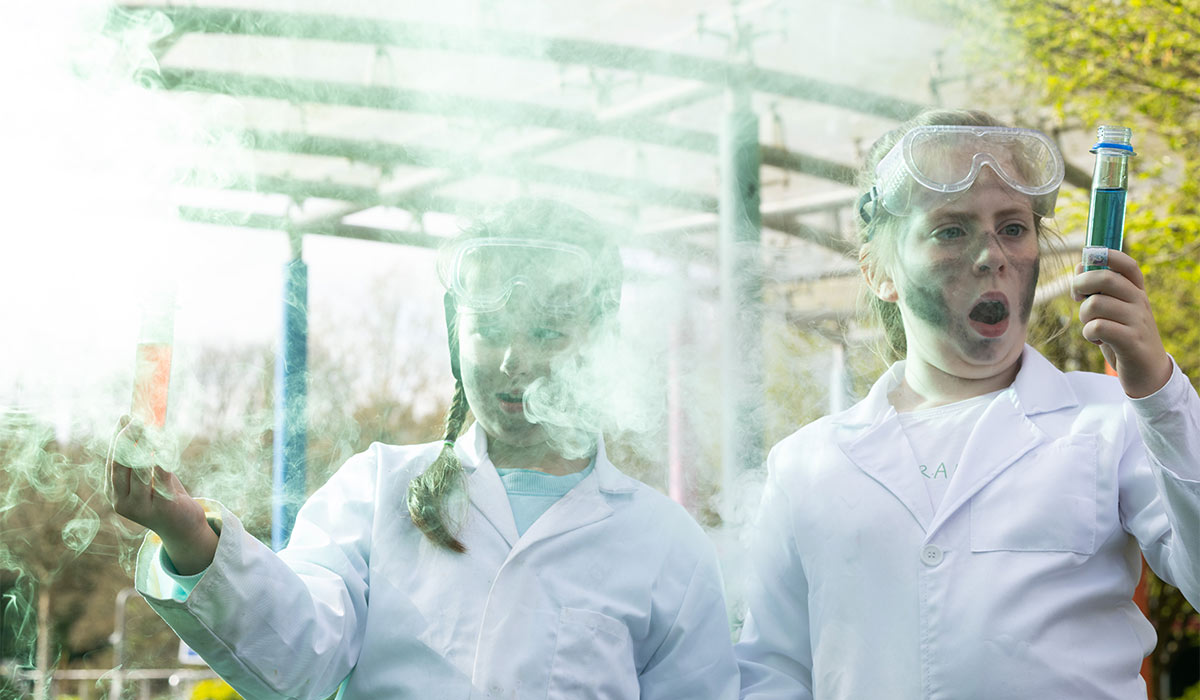 Magic of Science: Young science enthusiasts Lou Lou Wolfe, Douglas and Abigail Horgan, Douglas at Fitzgerald Park for the launch of the 2026 Cork Carnival of Science, taking place June 6th. Pic: Darragh Kane