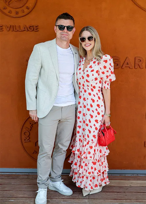 Brian O'Driscoll and Amy Huberman attend the 2026 French Open at Roland Garros. Pic: Shutterstock
