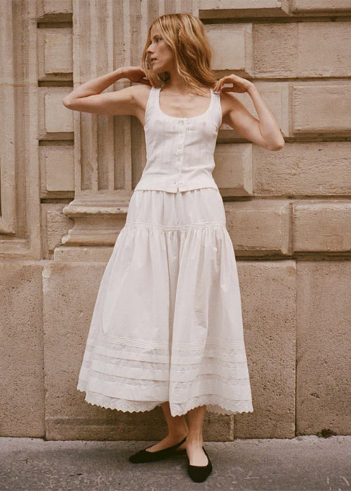 SEBASTIANE SKIRT IN POWDER, €288. Pic: Shopdoen.com