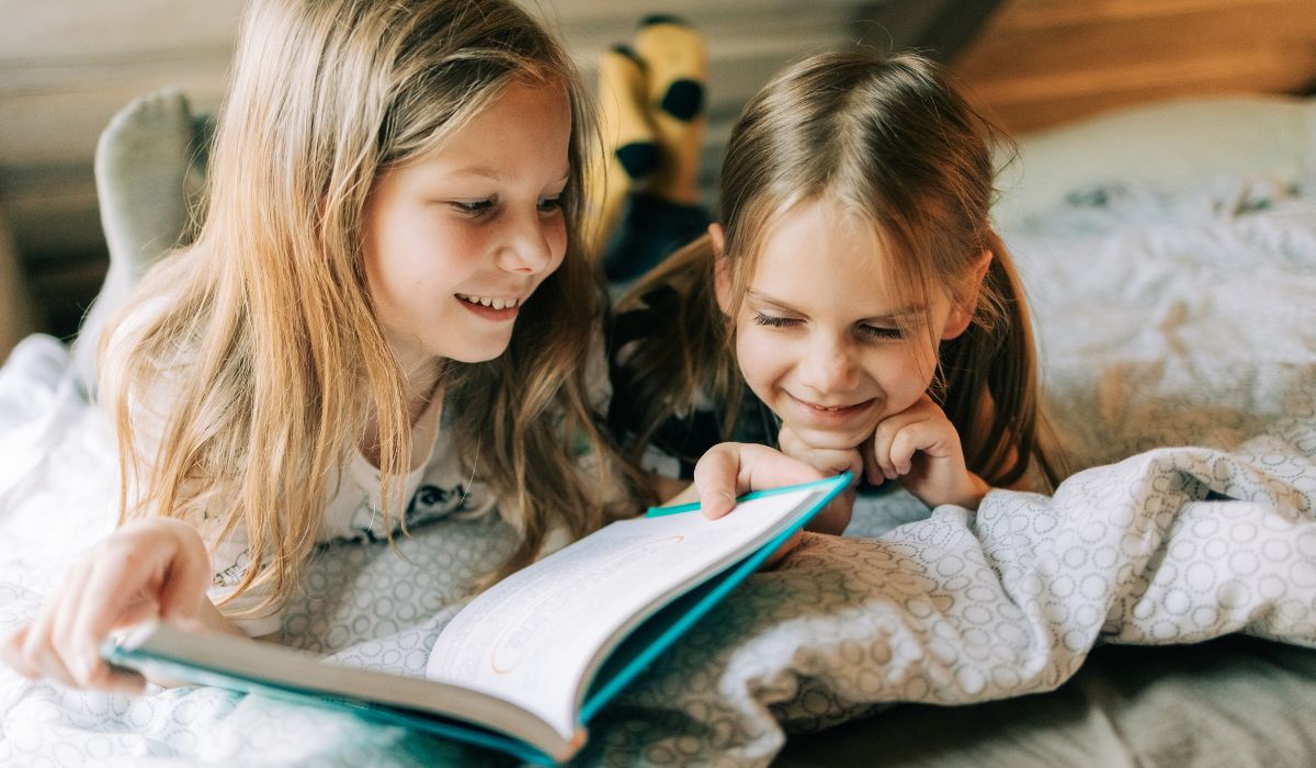 Children reading book