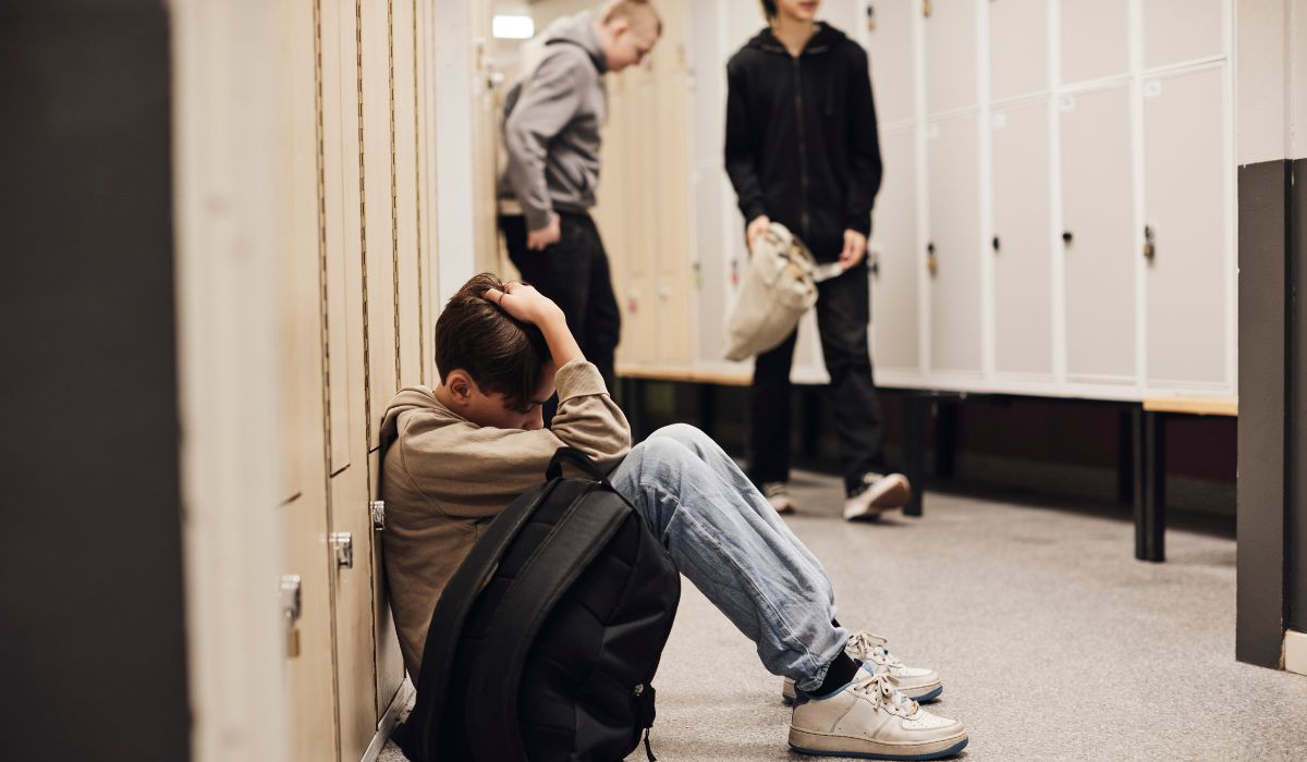 Sad boy in school